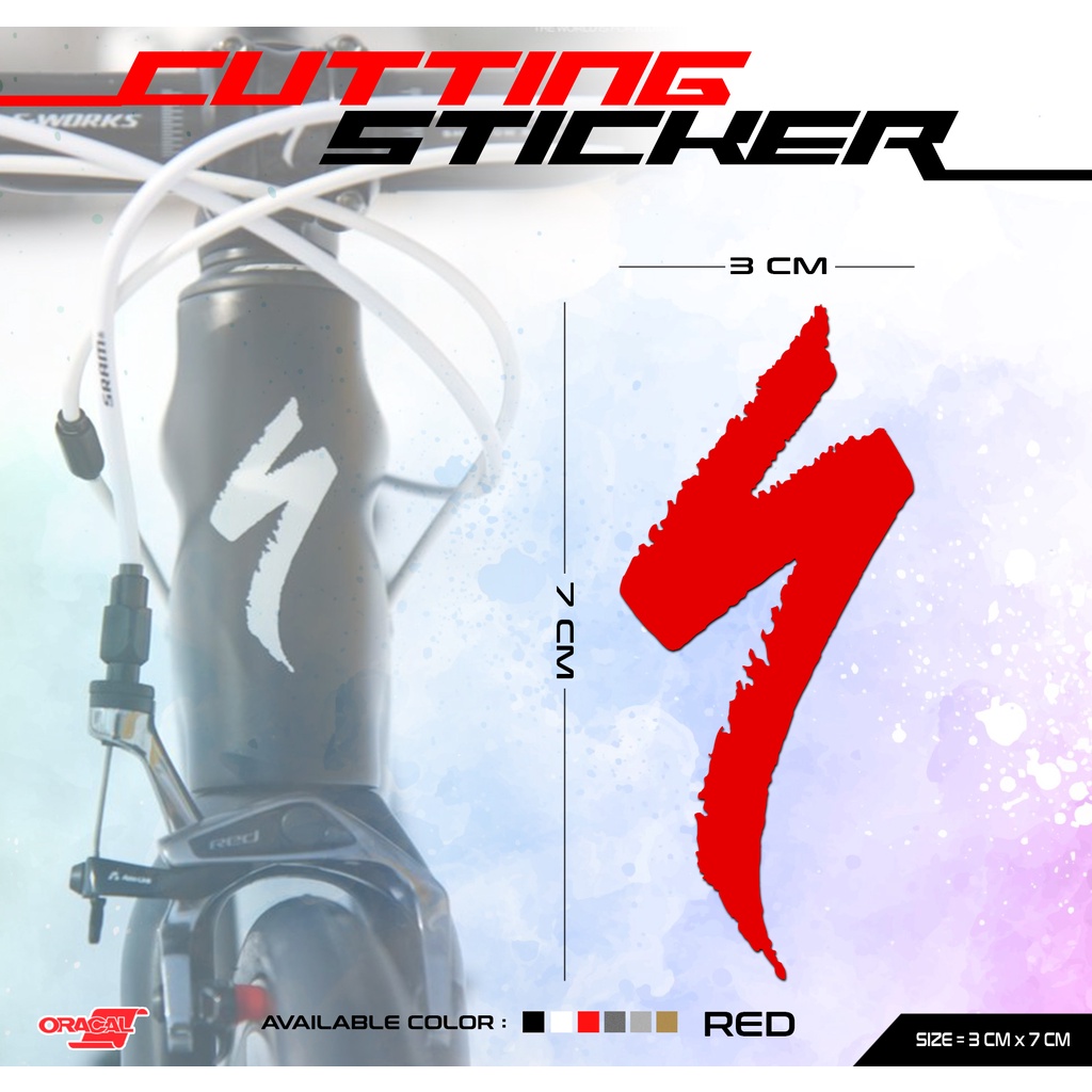 Cutting Sticker Frame | Head Tube Sepeda Specialized S-works Logo