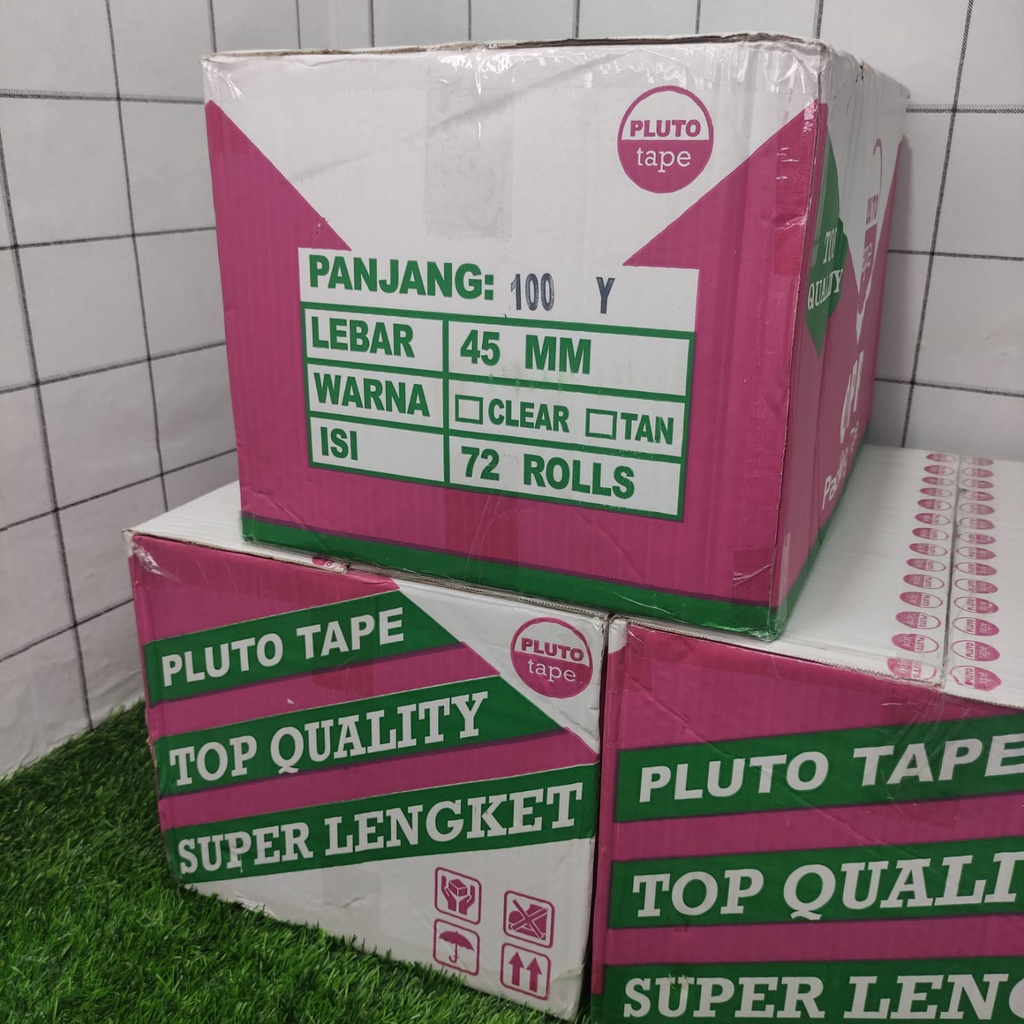 LAKBAN BENING/PACKING TAPE MEREK PLUTO LEBAR 45MM PANJANG 100 YARD LAKBAN OPP B8370