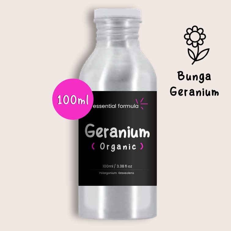 100ml Organic Geranium Essential Oil Bunga Geranium Murni 100%