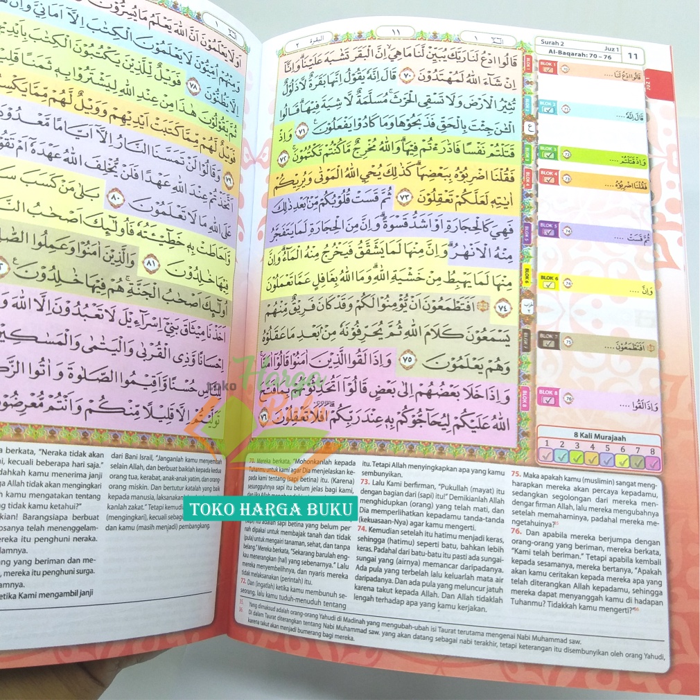 Al-Quran Hafalan Per Juz HAFAZAN A5 TERJEMAH 8 Blok Warna Ukuran Sedang Rasm Utsmani Standar Indonesia Mushaf PERJUZZ Penerbit Al Qosbah