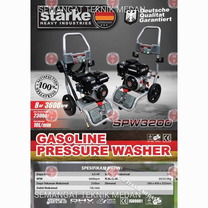 SPW3200 MESIN STEAM CUCI MOBIL MOTOR JET CLEANER ENGINE BENSIN STARKE