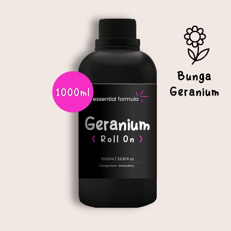 1L Organic Geranium Essential Oil Roll On Bunga Geranium Murni 100%