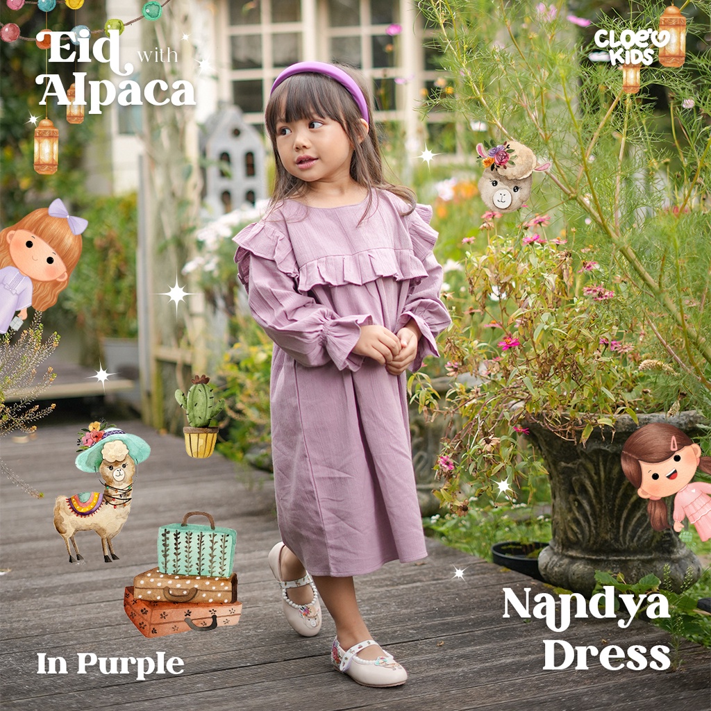 CLOEVKIDS - Nandya Dress Anak Perempuan Lucu  - Alpaca Series