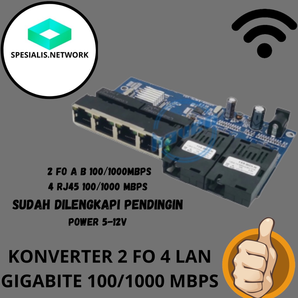 KONVERTER 2 FO 4 LAN GIGABITE 100/1000 MBPS