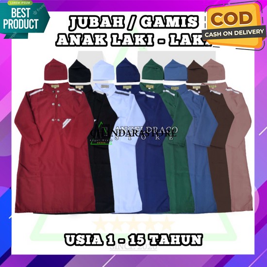Jubah Anak Remaja Laki Laki Lengan Pendek Lengan Panjang Baju Setelan Muslim Adem Umur 6 7 8 9 Tahun