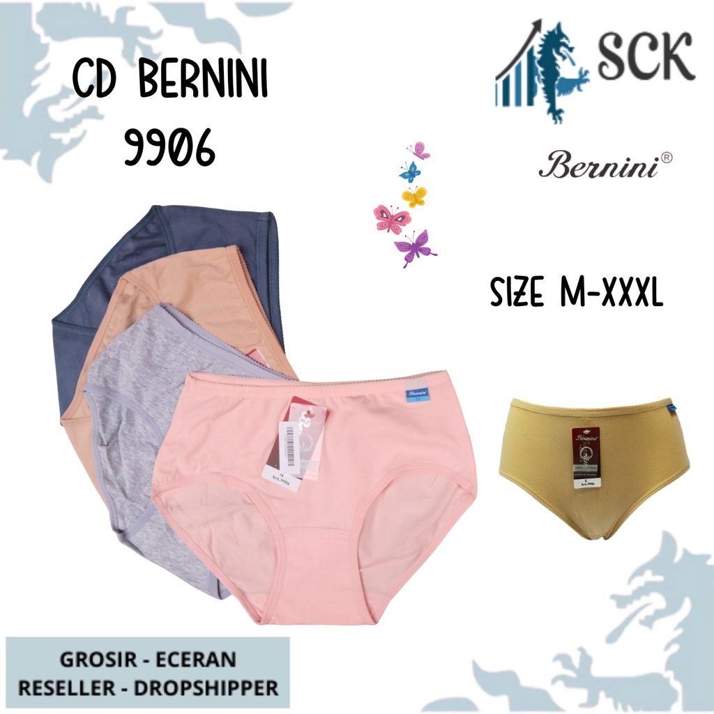 Celana Dalam Wanita BERNINI 9906 MODEL MID WAIST / CD Bahan Katun Supersoft Lembut / Underwear Pakaian Dalam CEWEK - sckmenwear GROSIR