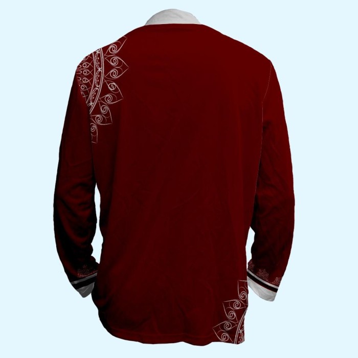 Baju Muslim Koko Jersey Pria Lengan Pendek Panjang Merah Maroon Dark