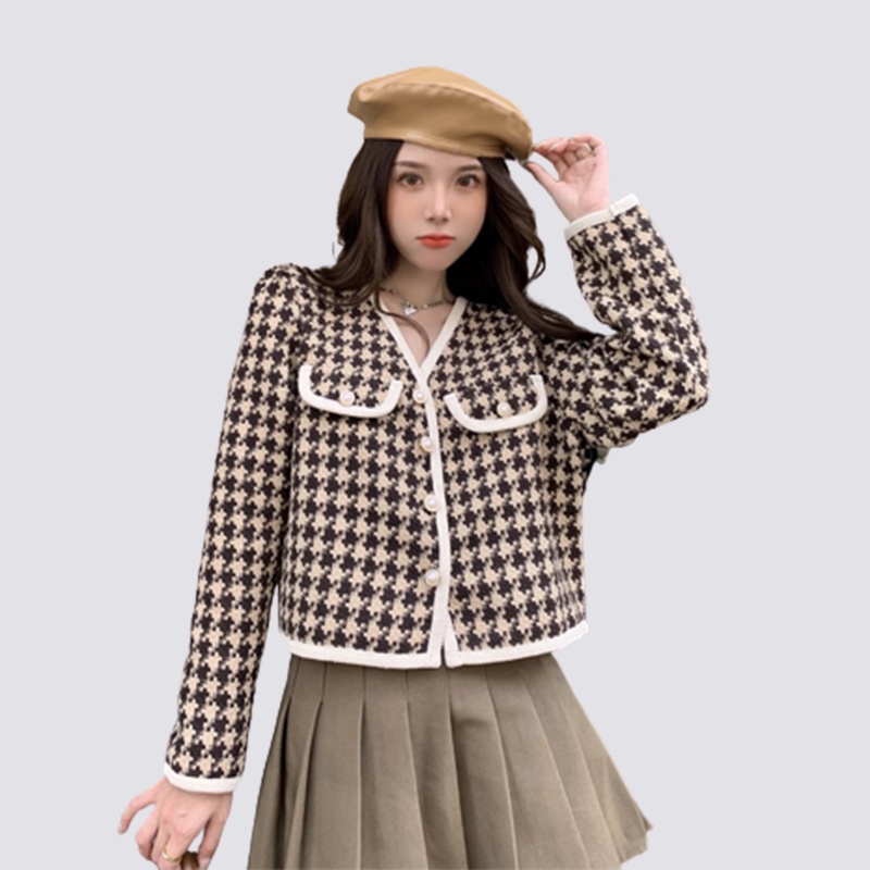 XIAOZHAINV Korean style Cardigan Lengan Panjan Wanita Crop