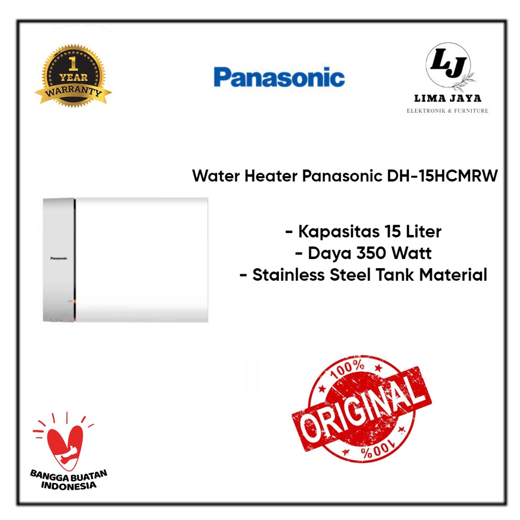 Panasonic Water Heater DH-15HCMRW Pemanas Air Listrik 15 Liter Panasonic