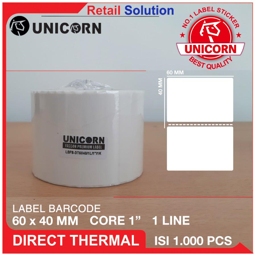 Stiker Label Barcode Thermal 60x40 mm / 60 x 40 mm / 60x40mm Isi 1000