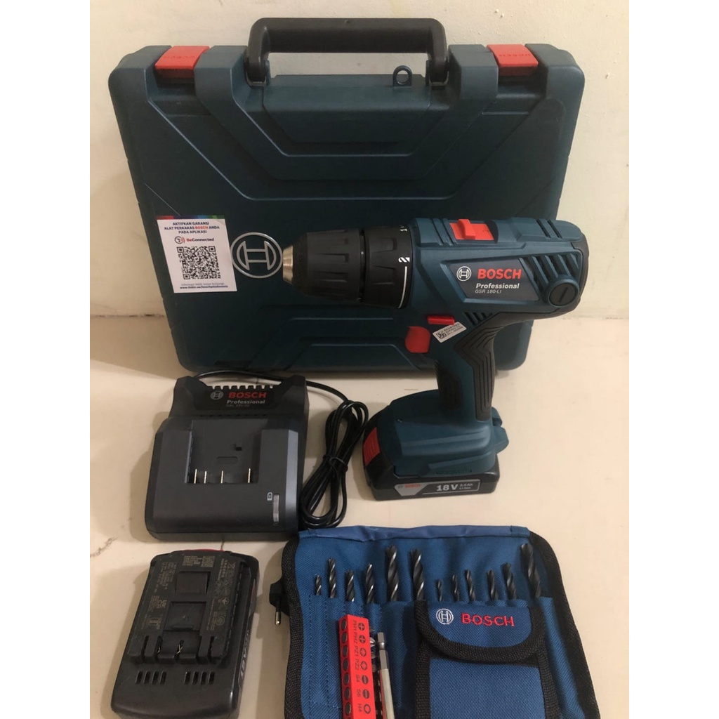 Bosch GSR 180 Bor Cordless Besi + 23 Pcs Accesoris / Mesin Bor Tanpa Kabel