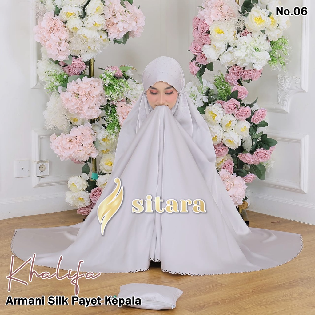 Mukena Dewasa Khalifa Armani Silk Payet Kepala - 2in1