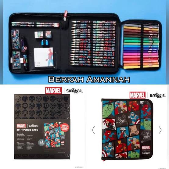 

Smiggle Marvel Zip It Stationery Kit/stationery smiggle ori