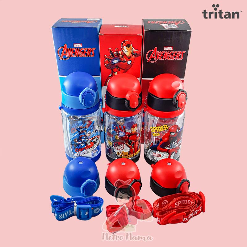 Botol Minum Anak Disney Original Dual Cap Bahan Tritan Premium BPA Free/ Kids Bottle 520 ml Elsa Frozen/Mickey/Ironman