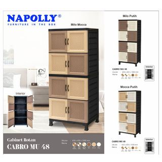 Napolly Cabro Mu 48 Minimalis Rak Full Sekat Lemari Plastik Pakaian Serbaguna