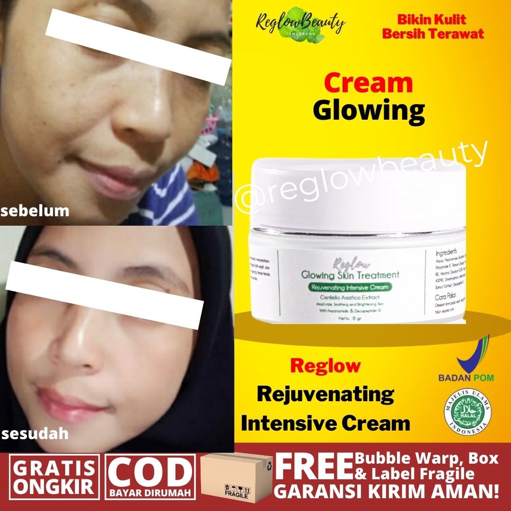 Cream Reglow Siang Malam Pemutih Wajah Pelembab Anti Aging Glowing Skincare Penghilang Bekas Jerawat