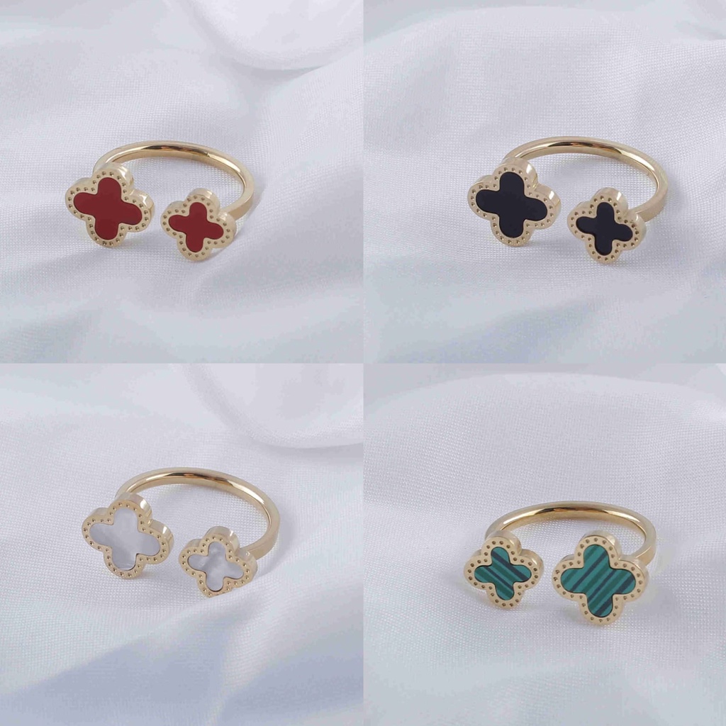 Cincin Titanium Permata Warna Warni Perhiasan Wanita 2342