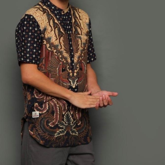 baju koko batik pria lengan pendek baju Koko assyauqie