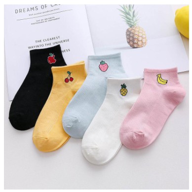 DSM Kaos Kaki Motif Buah Cute Kaoskaki Pendek Socks Fruit Fashion Wanita Korea