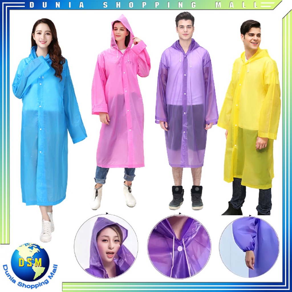 DSM Jas Hujan Dewasa Karakter Hoodie Murah EVA RAINCOAT Lengan Polos Jas Hujan Dewasa Warna Mantel Jas Hujan murah  Berkualitas