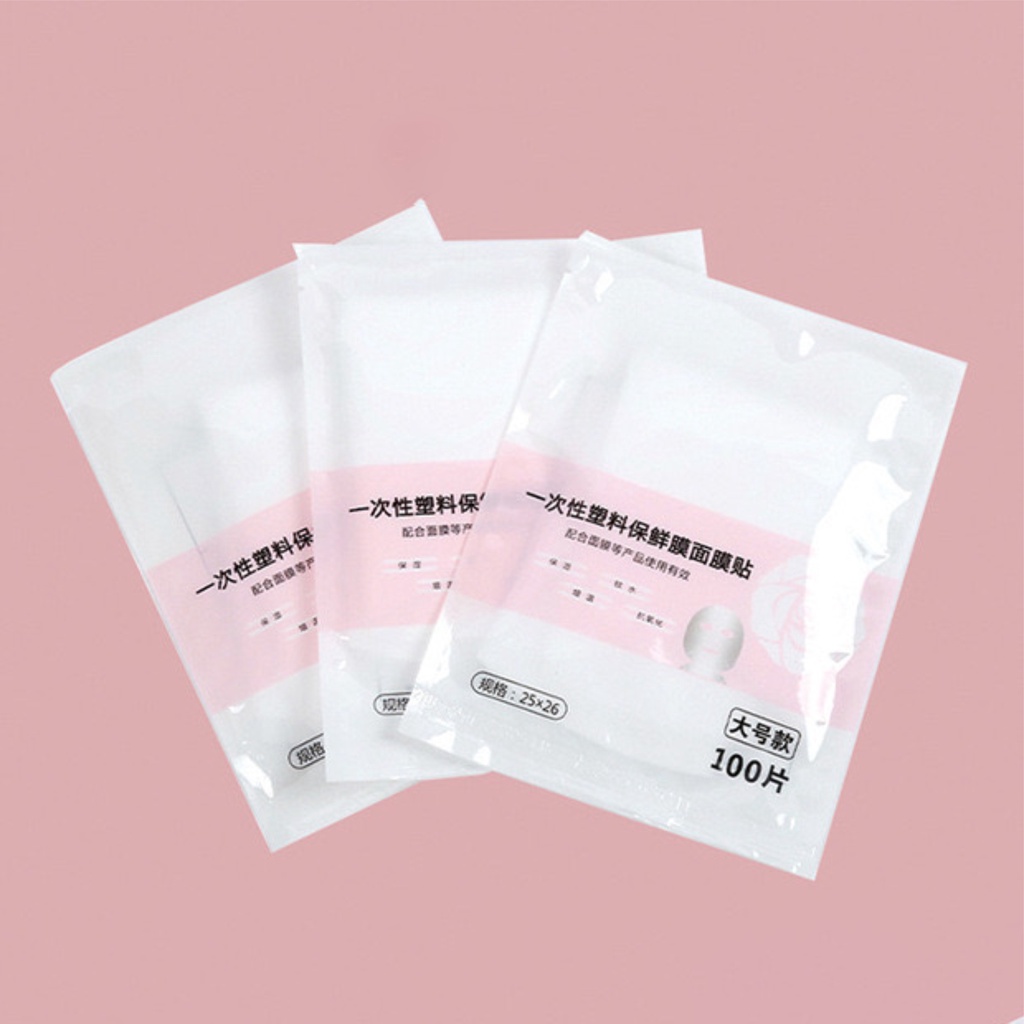 Masker Wajah Plastik PE Flm Plastic Mask Wrap Serum Wraping Isi 100 Pcs COD!!!