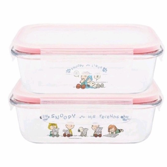 Terlaris Pyrex 4Pcs Snoopy Reborn Storage Set - 2 Lock Lid