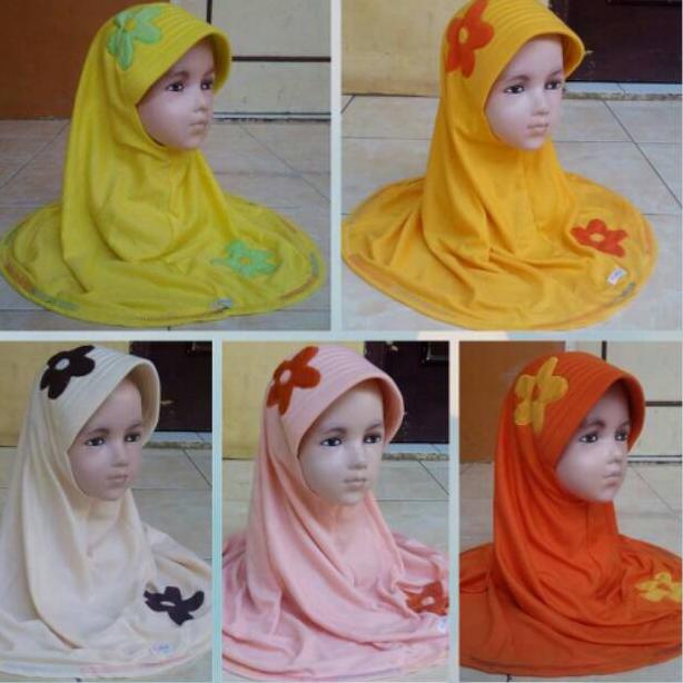 ⚡TOK SIAP 【COD Jilbab Anak warna kuning, kunyit, krem,peach salem,orange jilbab anak PAUD, TK dan SD