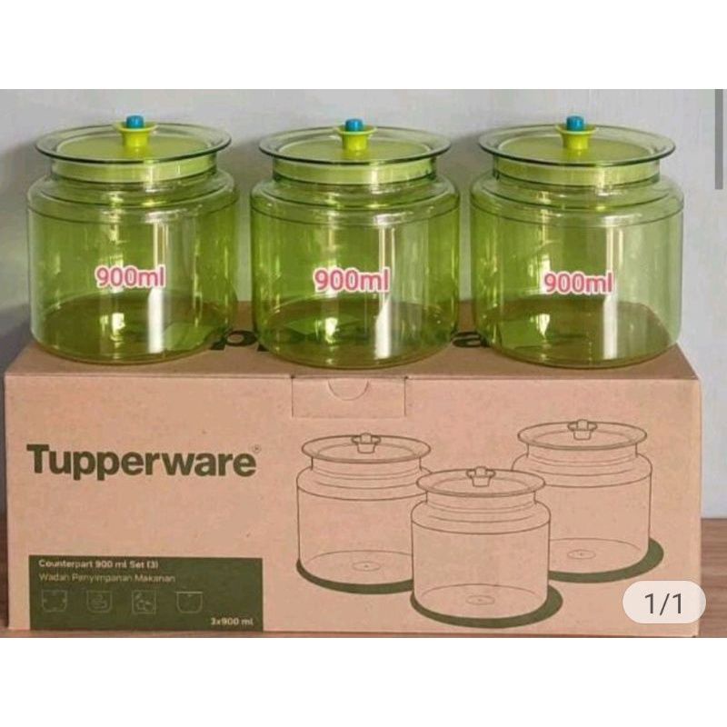 toples counterpart tuperware hijau 900 ml set with box