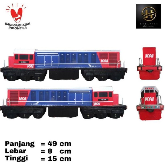HOT SALE MINIATUR KERETA API LOKOMOTIF CC 201 LIVERY PERUMKA 1998 RED BLUE TERBARU