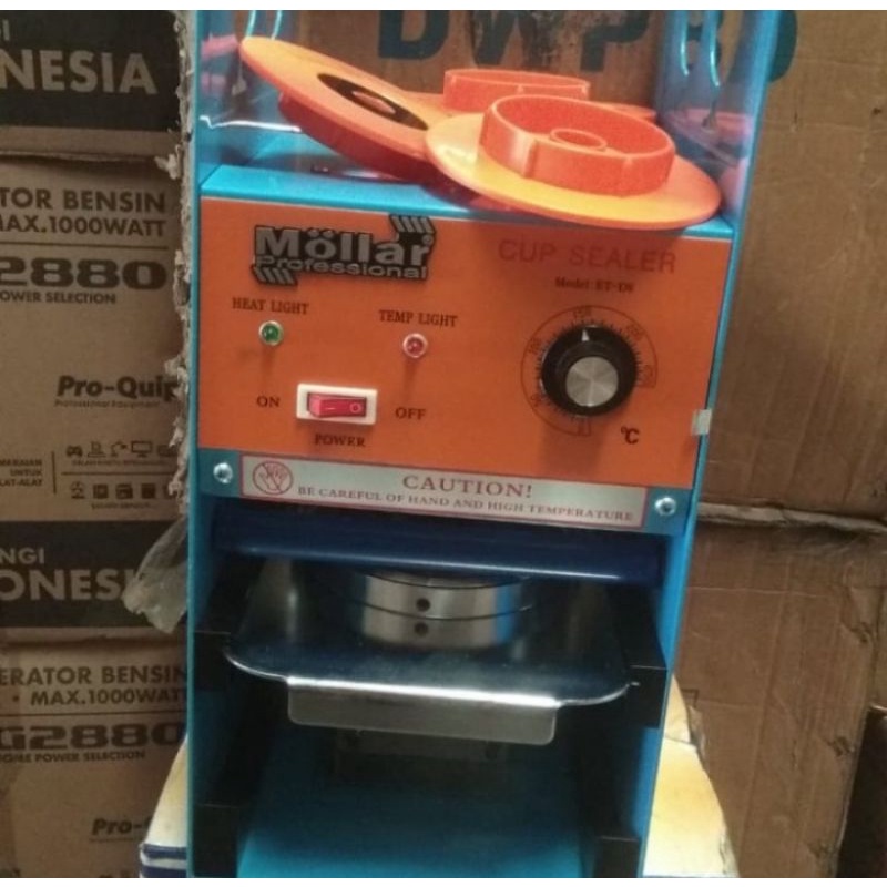 Mesin cup sealer et-d8 Mollar Eton, alat press gelas