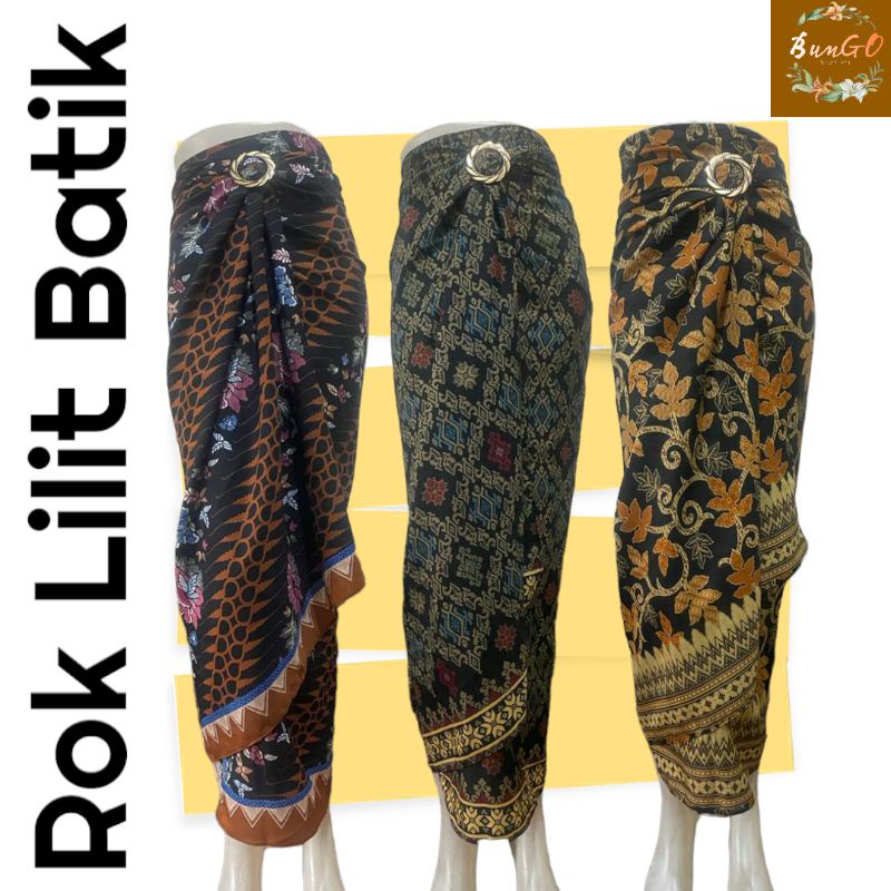(Bun GO) Rok Batik Lilit Floral Free Ring Motif Terbaru REALPICT - Rok Wanita Dewasa Lilit - Kain Ba