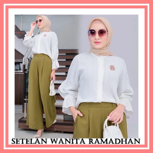Oneset Salsabila Setelan Kemeja Wanita Dewasa Polos Full Kancing Bahan Katun Adem Terbaru 2023 Kekin