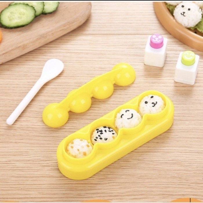 GrosirMart Cetakan Nasi Bento Bola Bola Mini 4 in 1 Bekal Anak Mini Ball Bento Mould Rice Ball Puncher