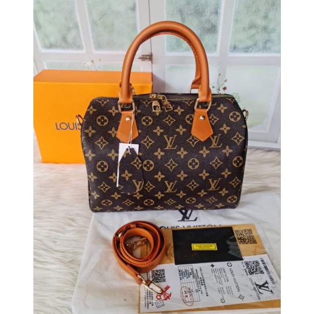 Tas wanita import speedy bandoliere Free Box size 25 cm full emboss