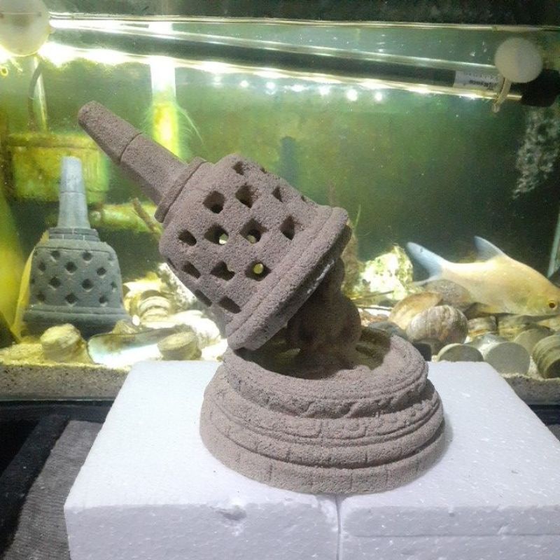 STUPA 18CM LOBANG#STUPA#MINIATUR CANDI#LUMPANG BATU KALI#COBEK BATU KALI