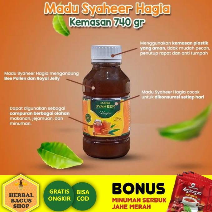 

Madu Syaheer Hagia - 100% Madu Murni, Bee Pollen, Royaljelly - 740Gr Redthiny