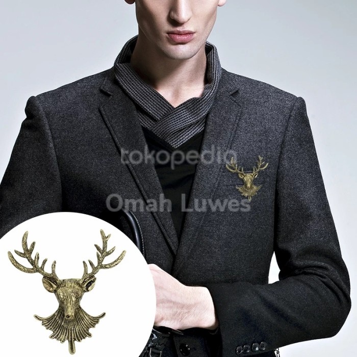 Terlaris Pin Lapel Pin Bros Jas Kepala Rusa - Brooch Deer - Aksesoris Jas Blazer