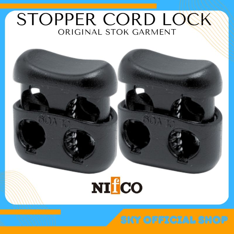 Stopper Tali Cord Lock Aksesoris Garment Pengunci Tali Nifco 2 Lubang 06