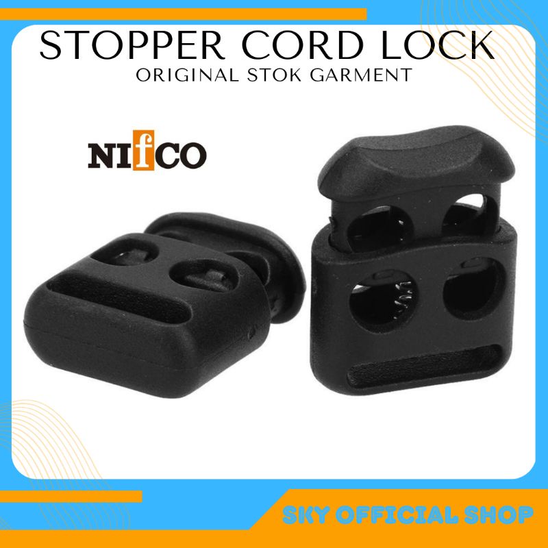 Stopper Tali Cord Lock Aksesoris Garment Pengunci Tali Nifco 2 Lubang 07