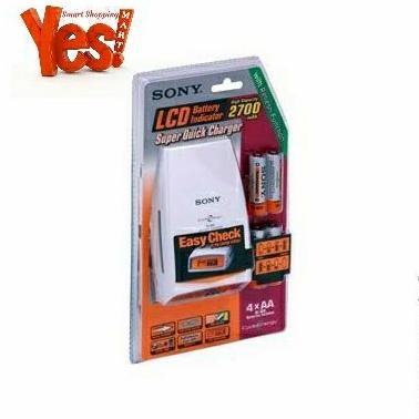 Sony Super Quick & Refresh Lcd Charger + 4Pc Aa Battery Rechargeable