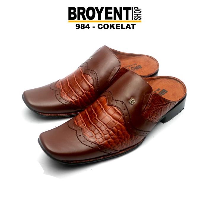 Sepatu Sandal Pria Bustong Kulit Asli Motif Buaya 984