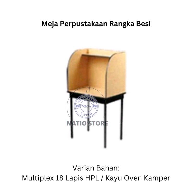 

Meja Perpustakaan 1 Orang Rangka Besi Multiplex 18mm HPL