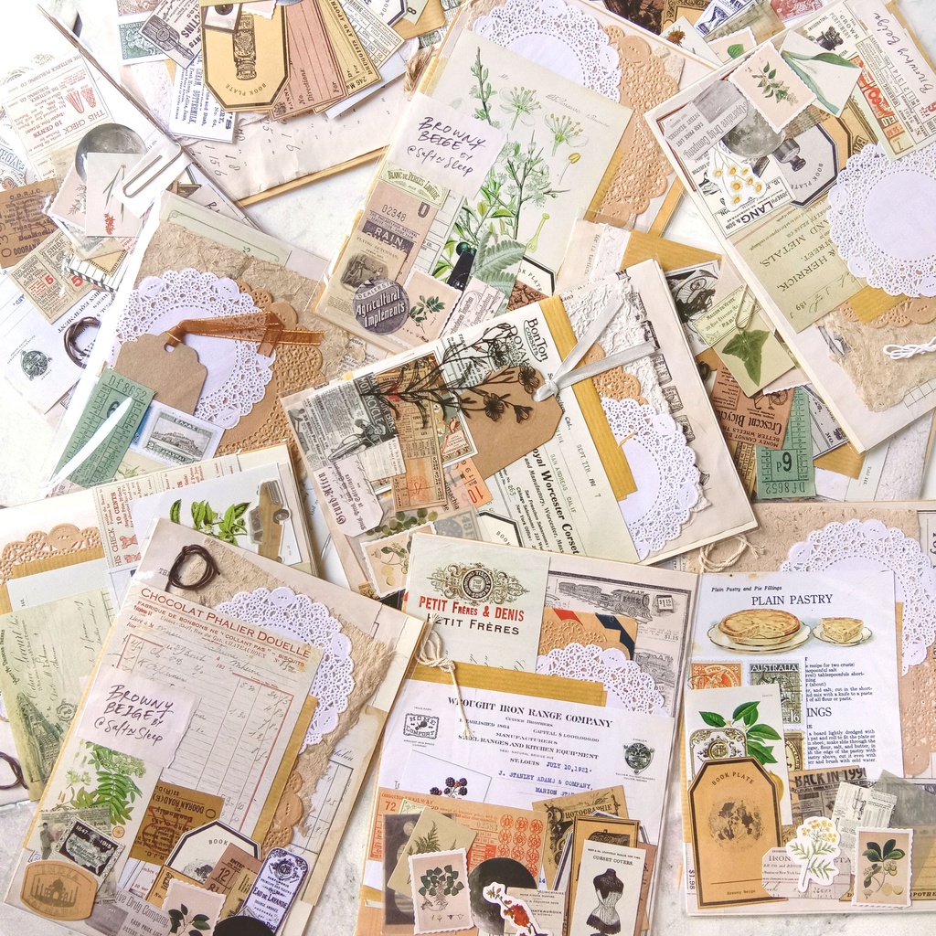 

KIT JURNAL / JOURNAL KIT [35pcs] VINTAGE THEMED A5 - bundle jurnal jadul DIY aesthetic ephemera ephemeras notepad stickers stiker memo bujo penpal scrapbook dekorasi nordic cute decor rustic kpop kawaii estetik coklat brown aesthetic BROWNYBEIGE