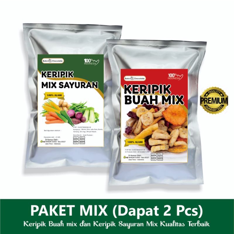 Paket Mix Dapat 2 pcs - Keripik Buah Mix 1 pc dan Keripik Sayuran Mix 1 pc - Isi 50 gr per pack