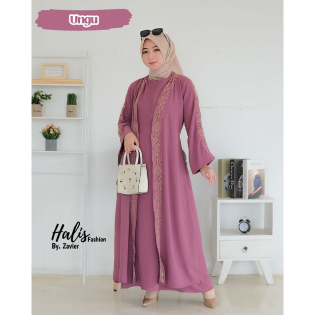 GAMIS CRINGKLE BORDIR ROMPI HALIS LEBARAN OOTD STYLE SYARI MODEL TERBARU