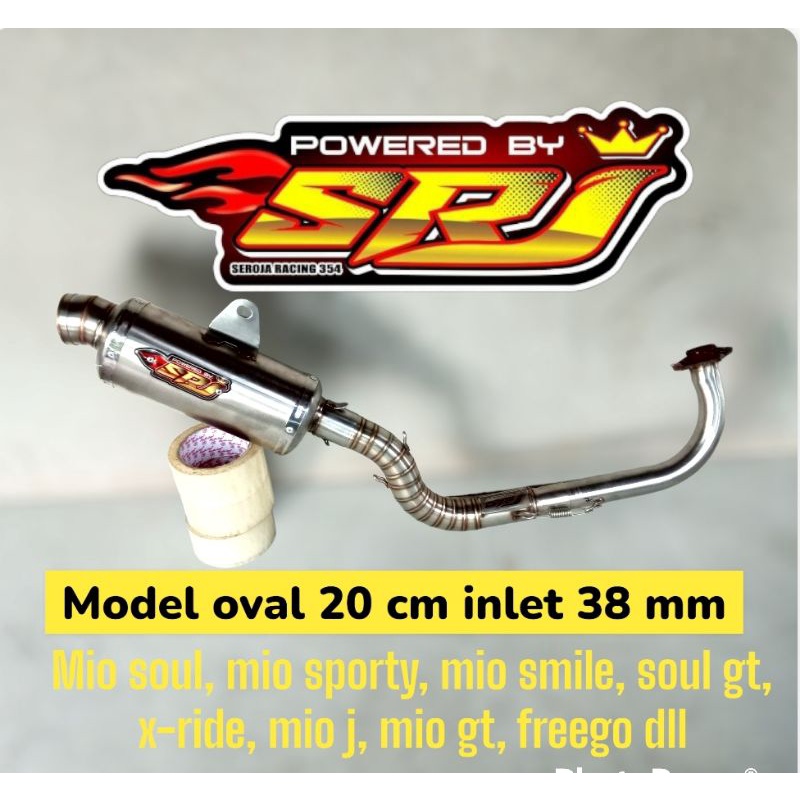 Knalpot srj racing 354 trioval 20 cm oval inlet 38 mm mio sporty smile soul inlet 38 Srj original 38