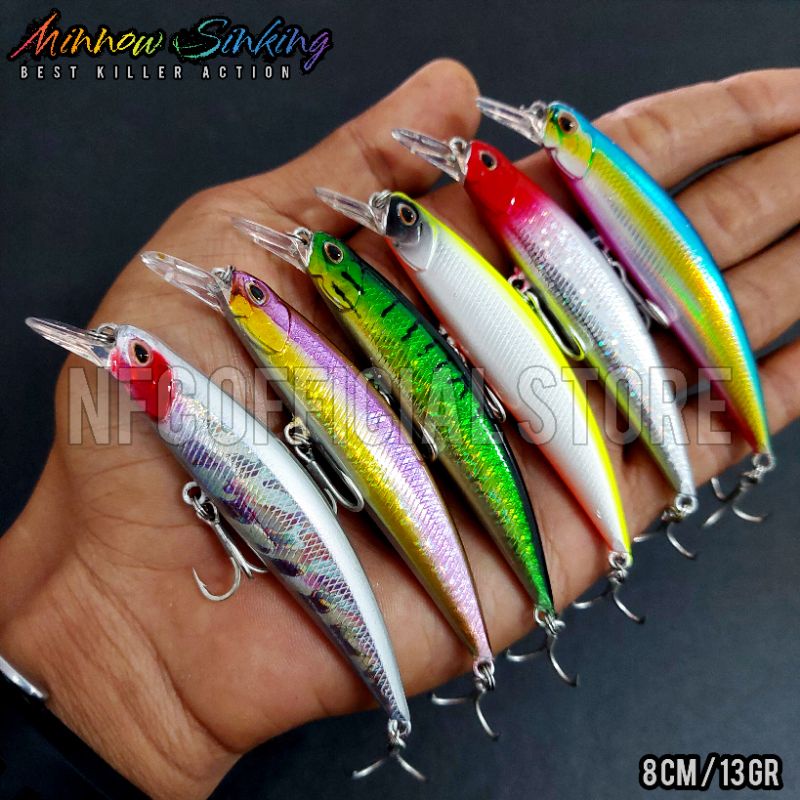 Lure Minnow Sinking 8 cm 13 gram Long Cast BEST KILLER ACTION