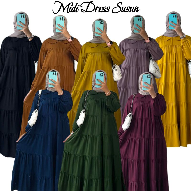 midi susun/midi dres/dres rayon/dres twil/midi dres/midi susun
