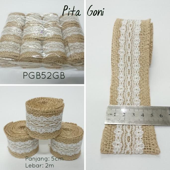 

Pita Goni Renda Jute Burlap Ribbon Vintage 5cm x 2m PGB52GB (12 roll)