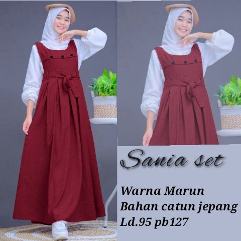 Kirana Dress Teen|Gamis Remaja|Overall Remaja Original Shofiya - maron